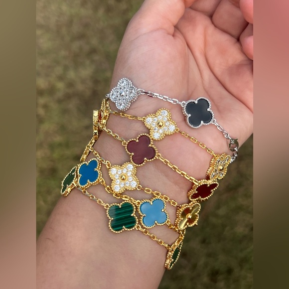 Lucky Alhambra SilverTone Clover Motif Bracelet With Crystals and Black … - Picture 10 of 10